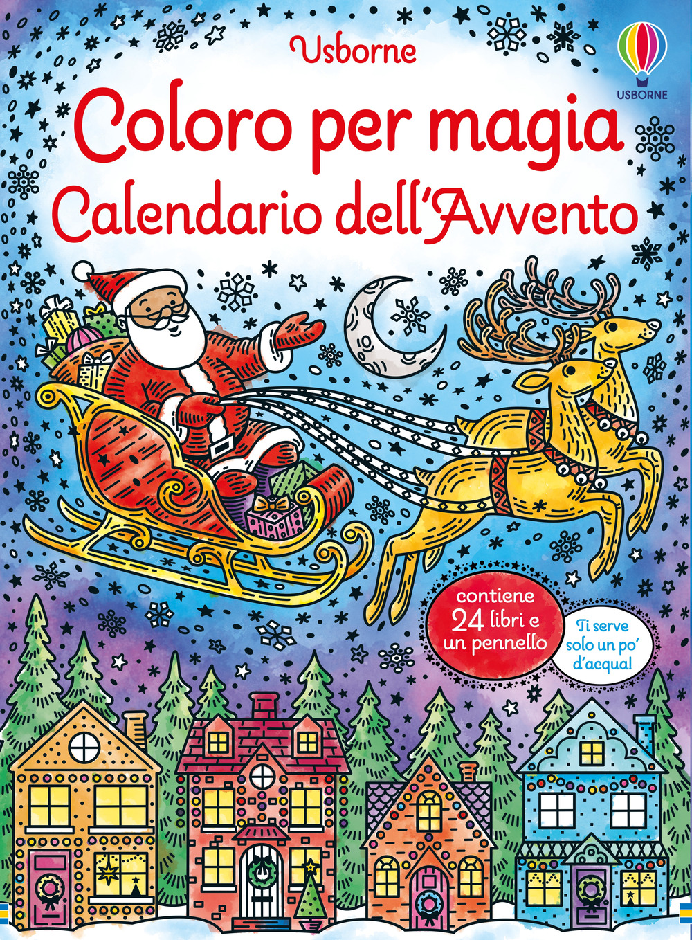 Calendario dell'Avvento. Coloro per magia. Con pennellino