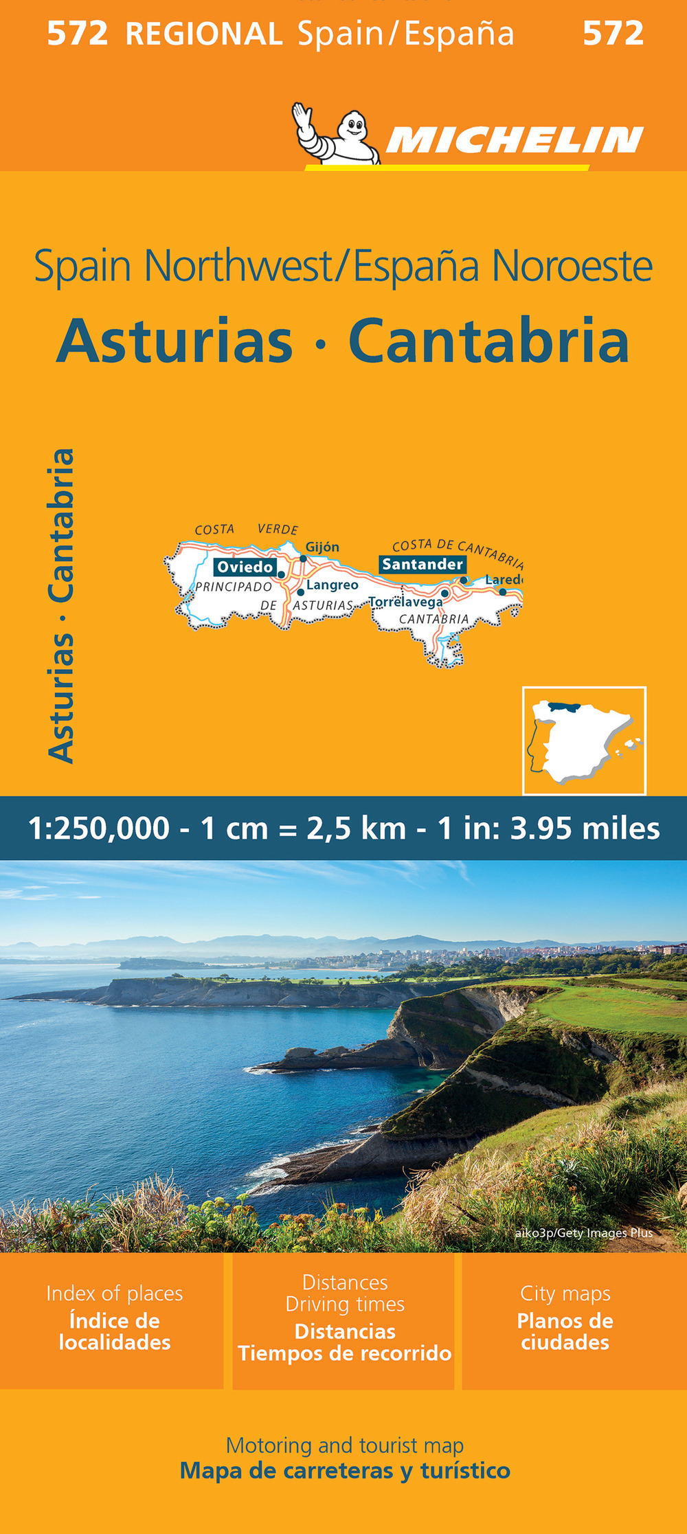 Asturias, Cantabria 1:250.000. Ediz. bilingue