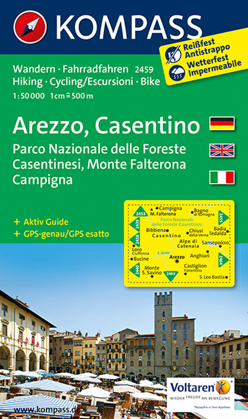 Carta escursionistica n. 2459. Arezzo, Casentino 1:50.000. Ediz. multilingue