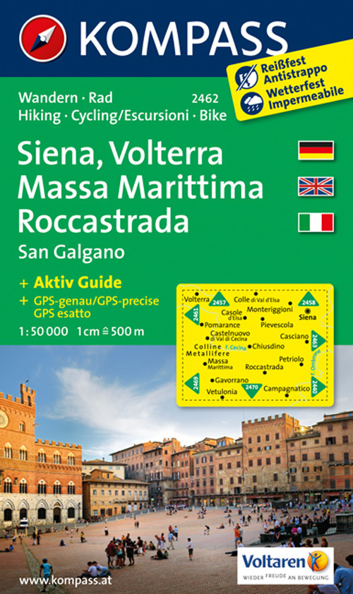 Carta escursionistica n. 2462. Siena, Volterra, Massa Marittima, Rocca Strada 1:50.000. Ediz. multilingue