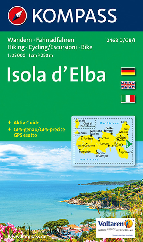 Carta escursionistica n. 2468. Isola d'Elba 1:25.000. Ediz. multilingue
