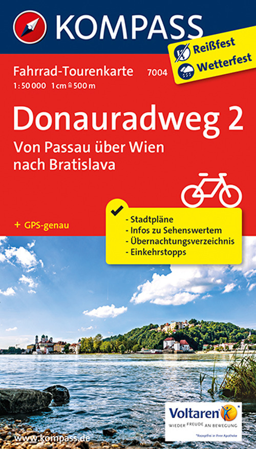 Carta cicloturistica tour n. 7004. Donauradweg