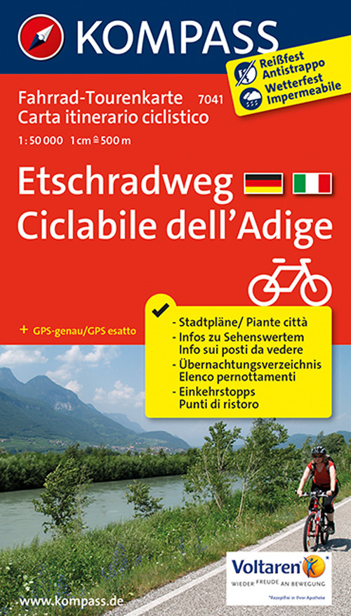 Carta cicloturistica tour n. 7041. Ciclabile dell'Adige-Etschradweg