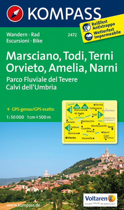 Carta escursionistica n. 2472 - Marsciano, Todi, Terni, Amelia, Narni, 1:50.000