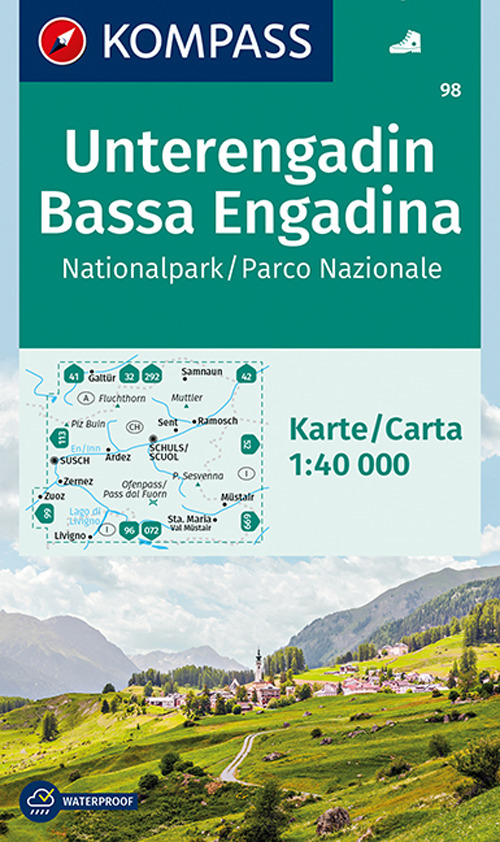 Carta escursionistica n. 98. Unterngadin-Bassa Engadina 1:40.000