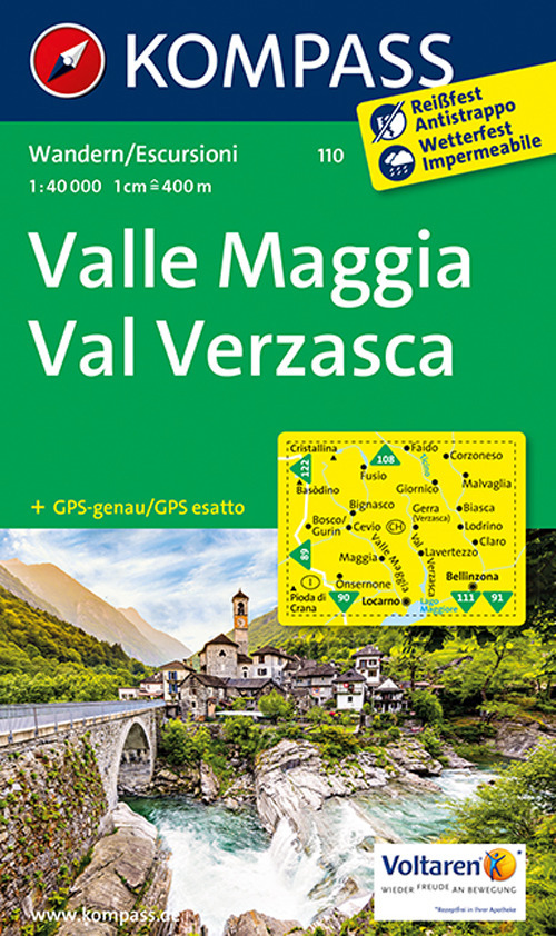 Carta escursionistica n. 110. Valle Maggia, val Verzasca 1:40.000