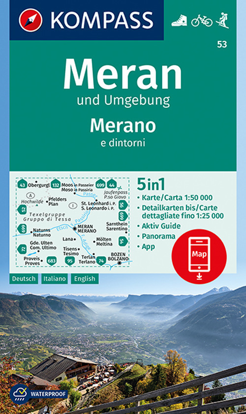 Carta escursionistica n. 53. Merano e dintorni 1:50.000. Ediz. italiana, tedesca e inglese