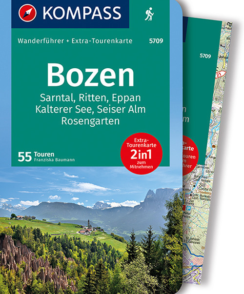 Guida escursionistica n. 5709. Bozen. Sarntal, Ritten, Eppan, Kalterer See, Seiser Alm, Rosengarten. Con carta