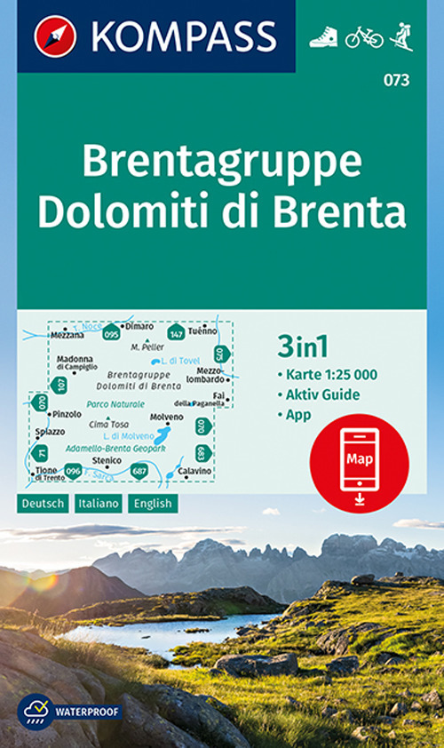 Carta escursionistica n. 073. Dolomiti di Brenta 1:25.000. Ediz. italiana, tedesca e inglese