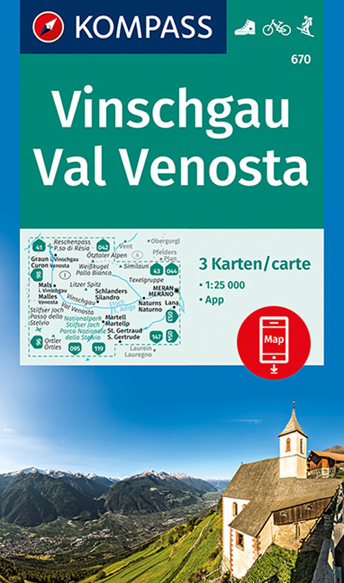 Carta escursionistica n. 670. Val Venosta-Vinschgau 1:25.000 (set di 3 carte)