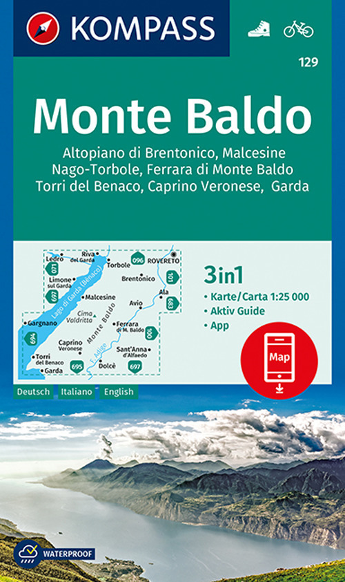 Carta escursionistica n. 129. Monte Baldo 1:25.000. Ediz. multilingue