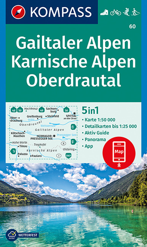 Carta escursionistica n. 60. Gailtaler Alpen, Karnische Alpen, Oberdrautal 1:50.000