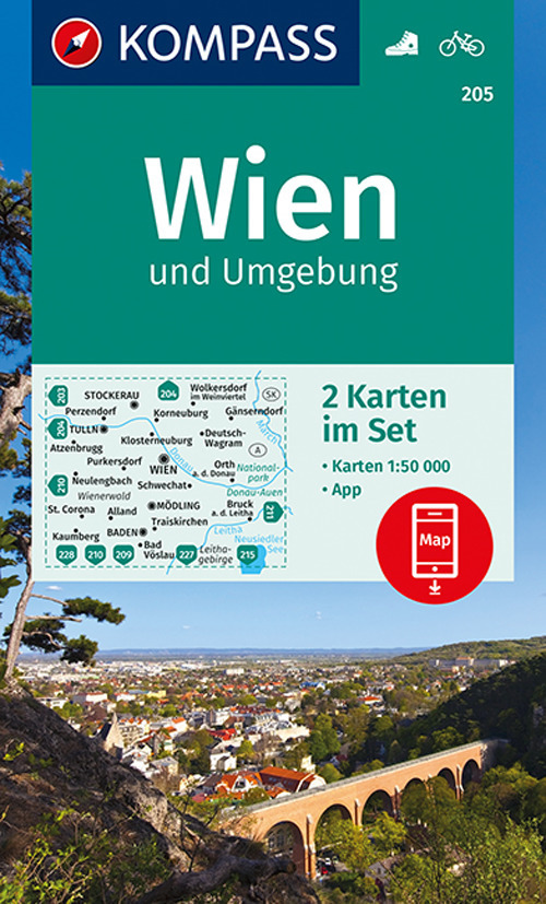 Carta escursionistica n. 205. Wien und umgebung 1:50.000 (set di 2 carte)