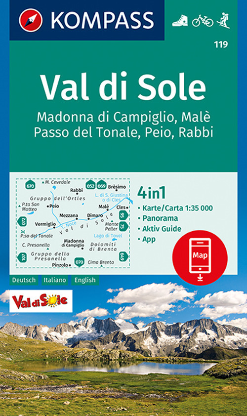 Carta escursionistica n. 119. Val di Sole 1:35.000 Ediz. italiana, tedesca e inglese