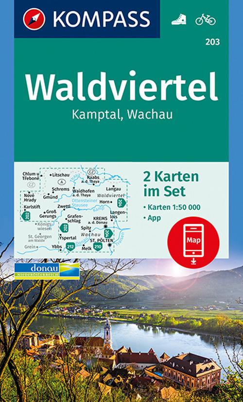 Carta escursionistica n. 203. Waldviertel, Kamptal, Wachau 1:50.000 (set di 2 carte)