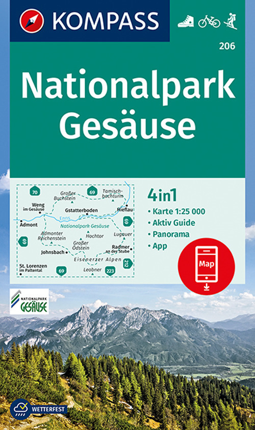Carta escursionistica n. 206. Nationalpark Gesäuse 1:25.000