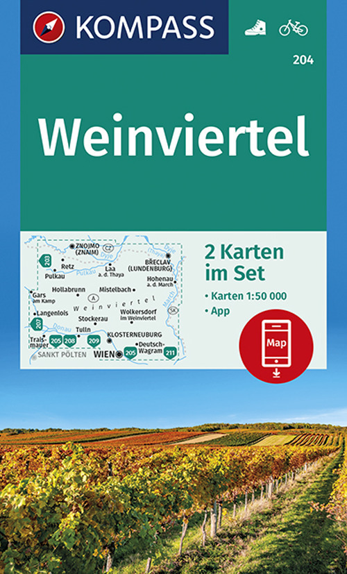 Carta escursionistica n. 204. Weinviertel 1:50.000 (set di 2 carte)
