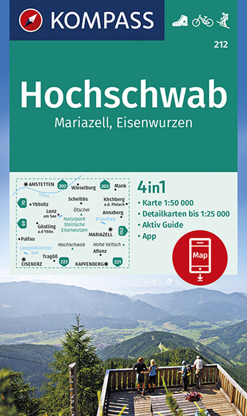 Carta escursionistica n. 212. Hochschwab, Mariazell, Eisenwurzen 1:50.000