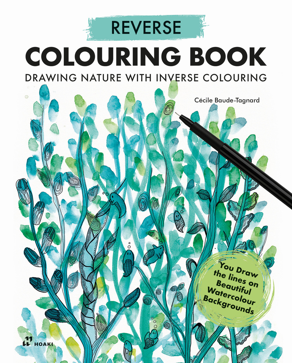 Reverse colouring book. Drawing nature with inverse colouring