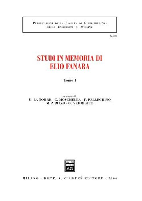 Studi in memoria di Elio Fanara. Vol. 1