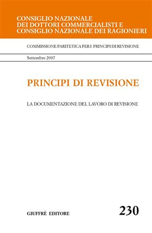 Principi di revisione. Documento 230. La documentazione del lavoro di revisione