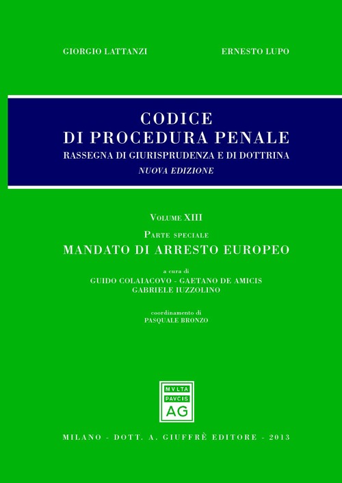 Codice di procedura penale. Rassegna di giurisprudenza e di dottrina. Vol. 13: Parte speciale. Mandato di arresto europeo