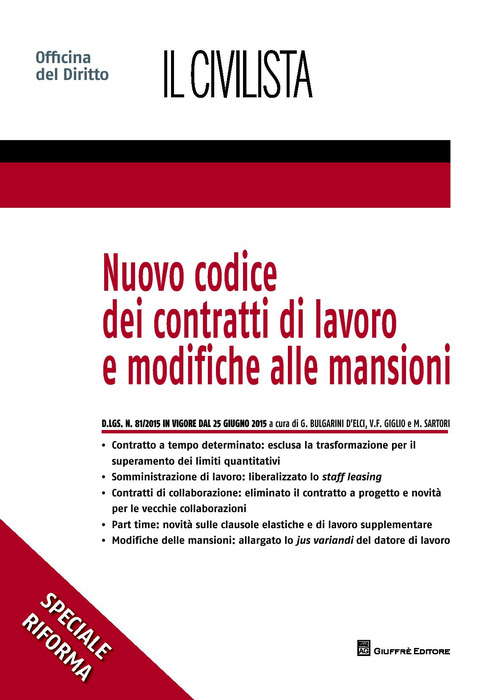 Nuovo codice dei contratti di lavoro e modifiche alle mansioni