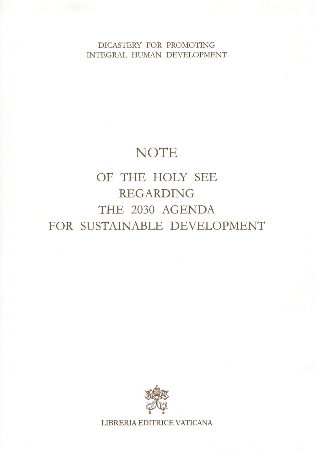 Note of the Holy See regarding the 2030 agenda for sustainable development