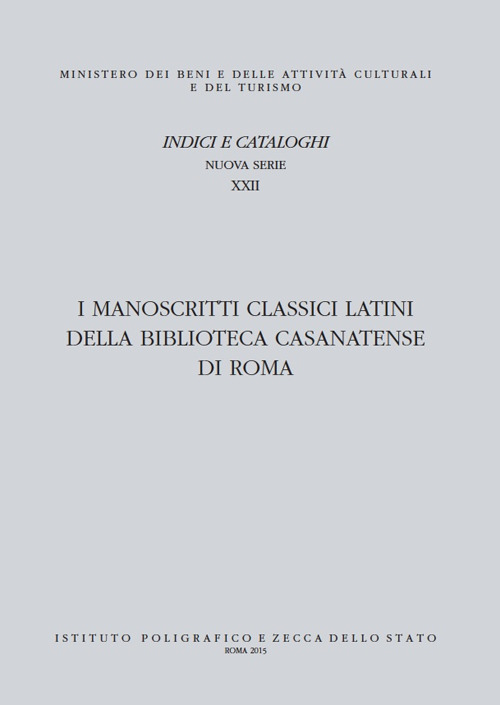 Catalogo dei manoscritti classici latini della Biblioteca Casanatense di Roma