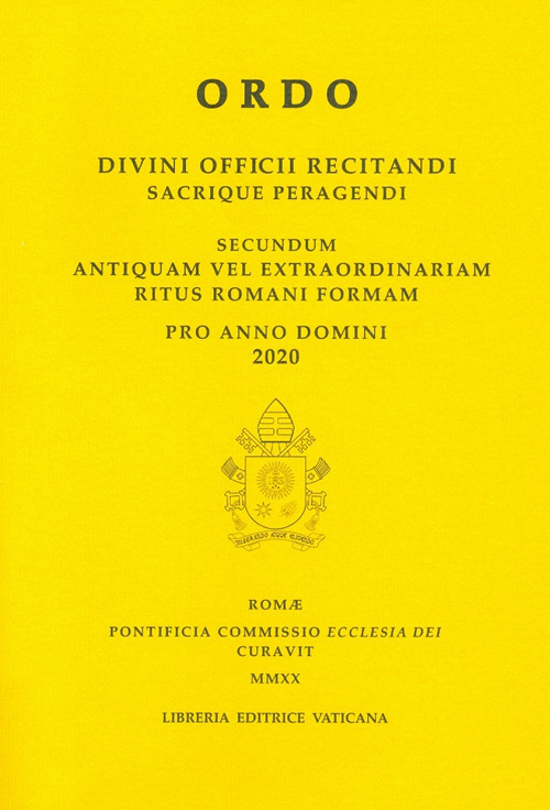 Ordo. Divini officii recitandi sacrique peragendi. Secundum antiquam vel extraordinariam ritus romani formam. 2020