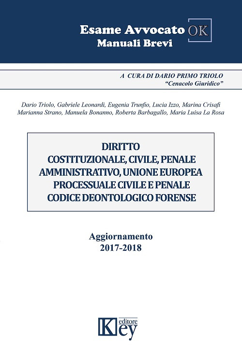 Diritto costituzionale, civile, penale amministrativo, Unione Europea, processuale civile e penale, codice deontologico forense