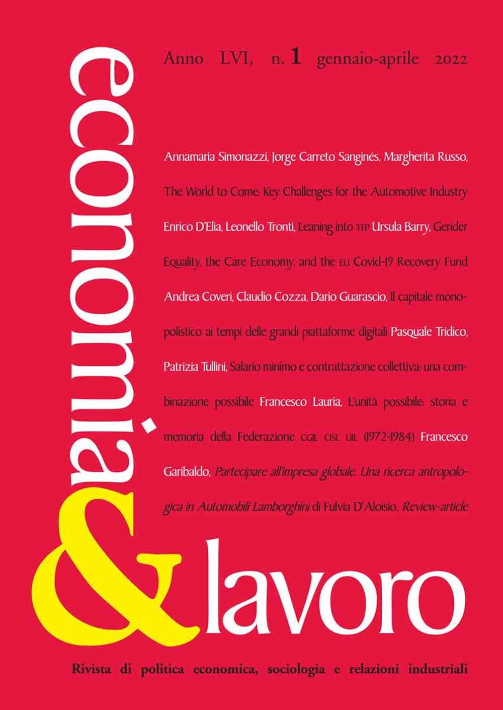 Economia & lavoro (2022). Vol. 1