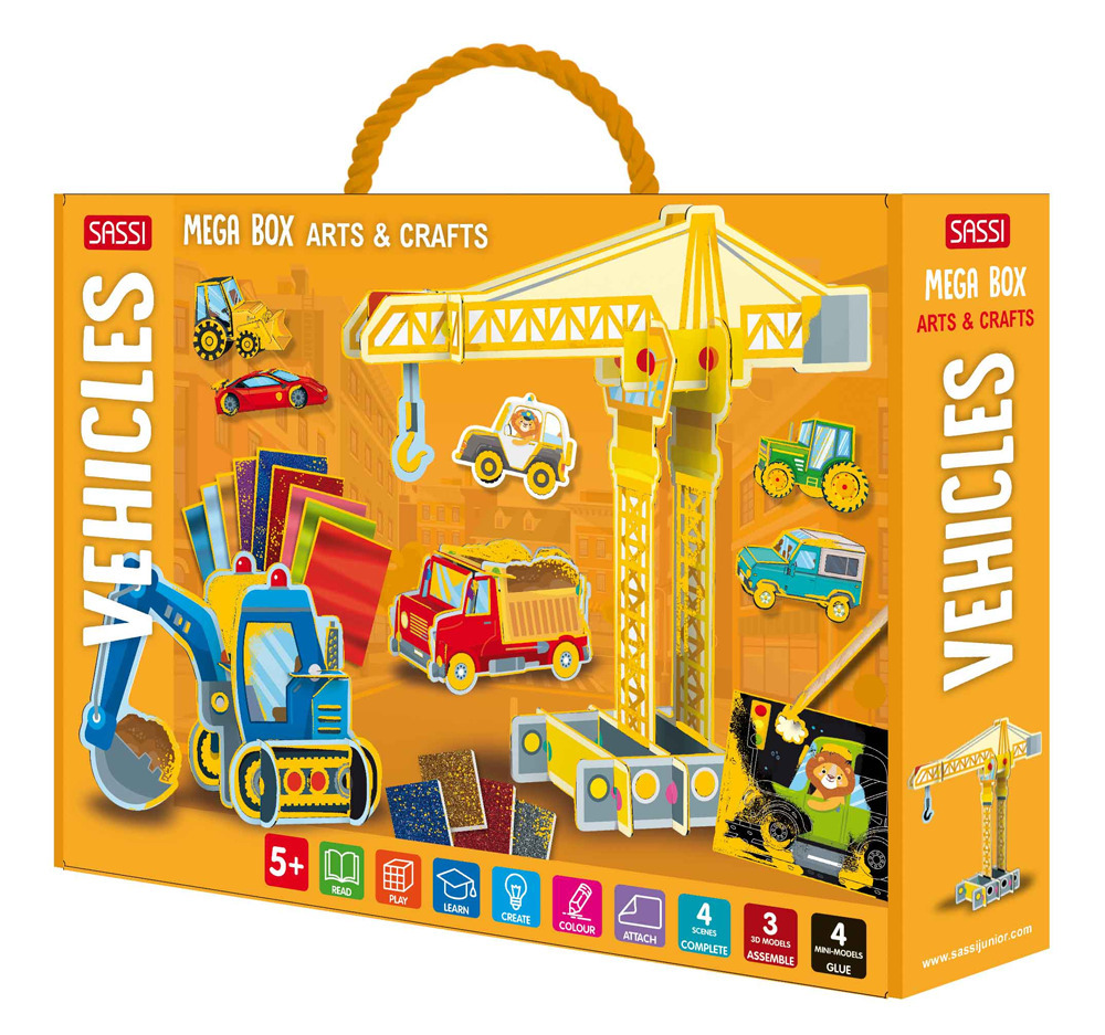 Vehicles. Mega box arts & crafts. Ediz. a colori. Con 3 3D models. Con 4 mini-models. Con 4 scenes