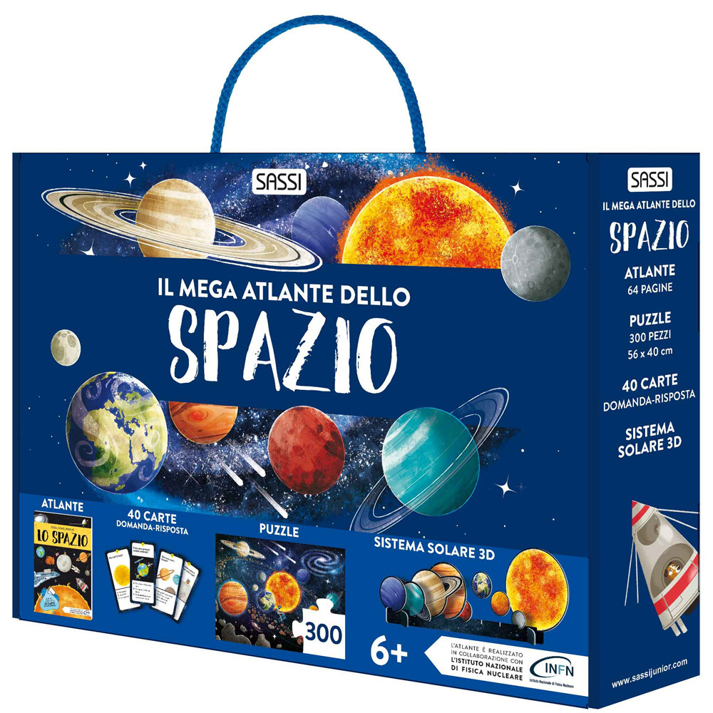 Il mega atlante dello spazio. Ediz. a colori. Con 40 carte domanda-risposta. Con puzzle. Con sistema solare 3D