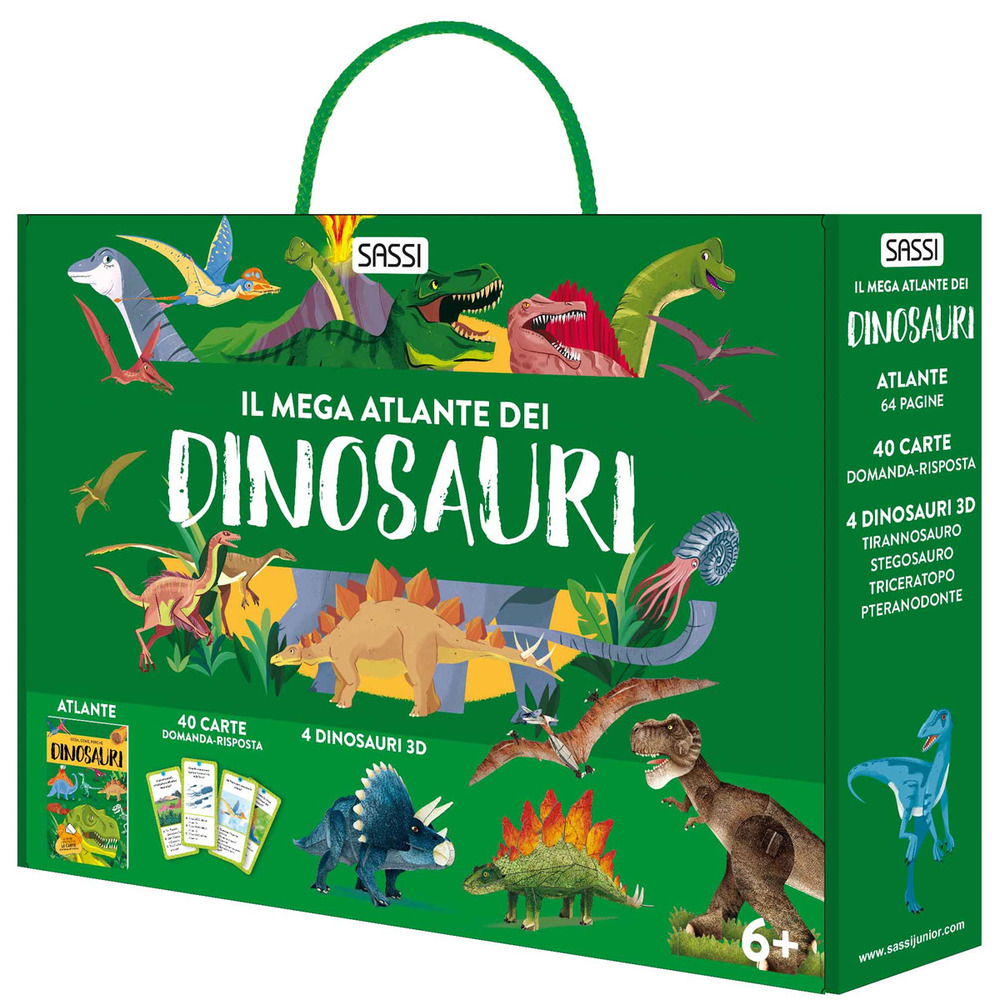 Il mega atlante dei dinosauri. Nuova ediz. Con 40 carte domanda-risposta. Con 4 modellini di dinosauri