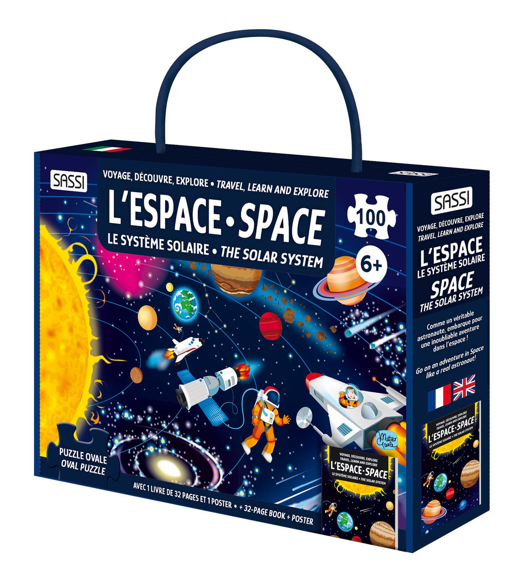 Space. The solar system. Travel, learn and explore-L'espace. Le système solaire. Voyage, découvre, explore. Con puzzle