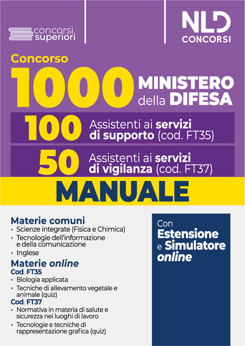 Concorso 1000 assistenti Ministero della Difesa. 100 assistenti ai servizi di supporto e 50 assistenti ai servizi di vigilanza. Con espansione online