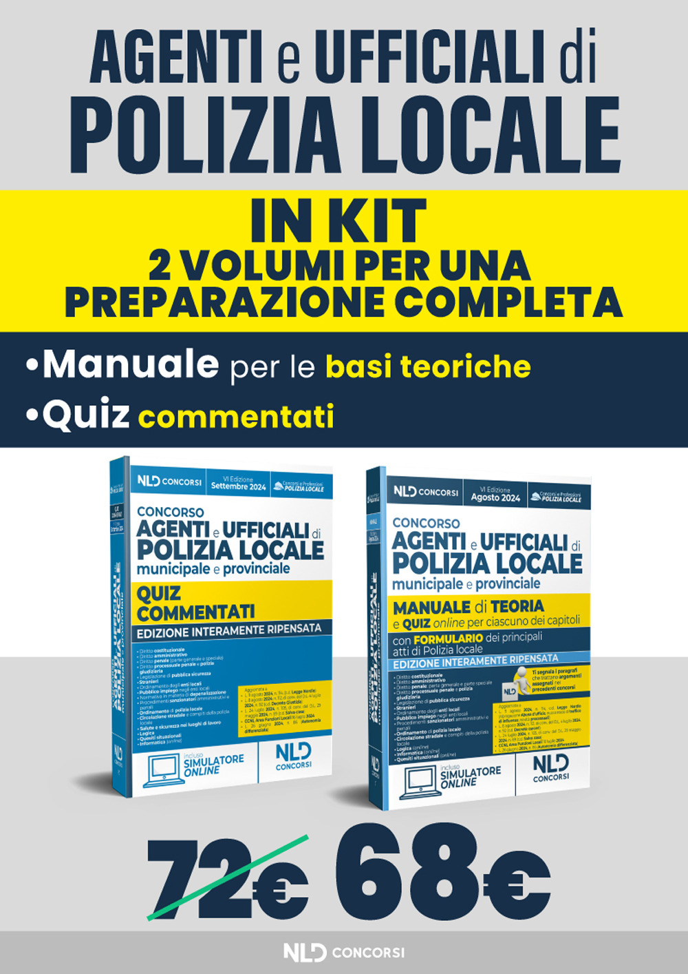 Kit Concorso agenti polizia locale municipale e provinciale. Manuale e quiz 2024