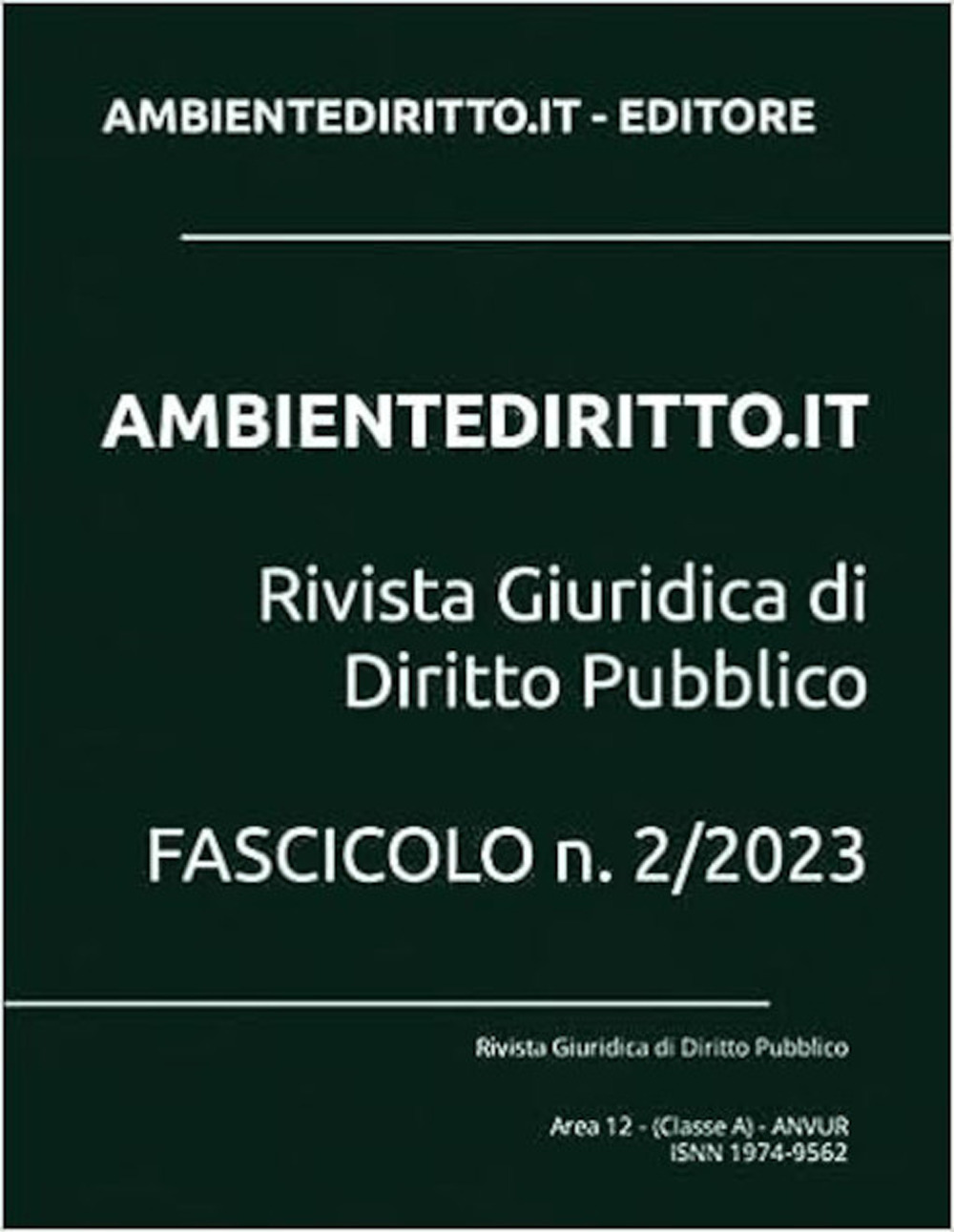 Ambientediritto.it. Rivista giuridica di Diritto Pubblico (2023). Vol. 2