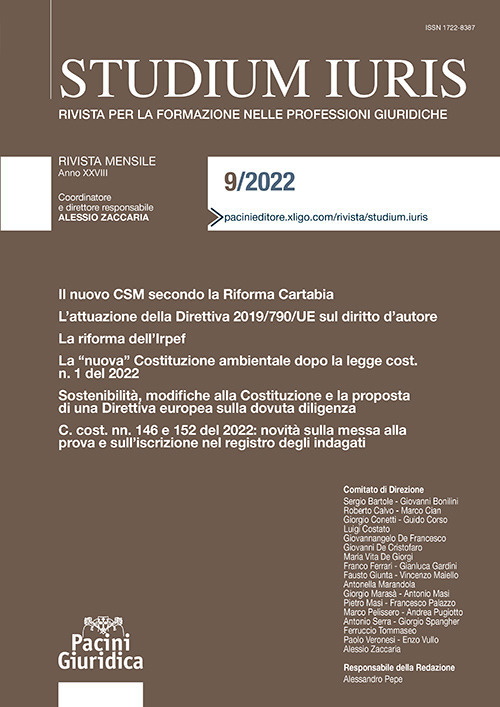 Studium iuris. Rivista per la formazione nelle professioni giuridiche (2022). Vol. 9