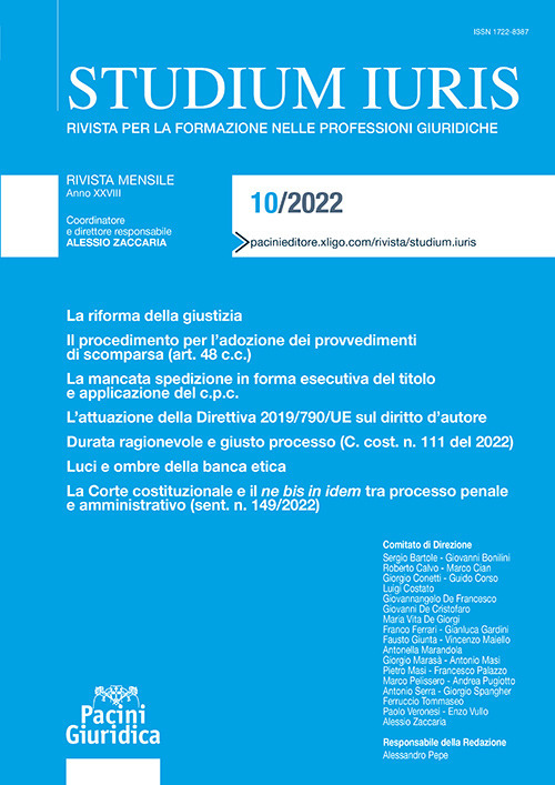 Studium iuris. Rivista per la formazione nelle professioni giuridiche (2022). Vol. 10