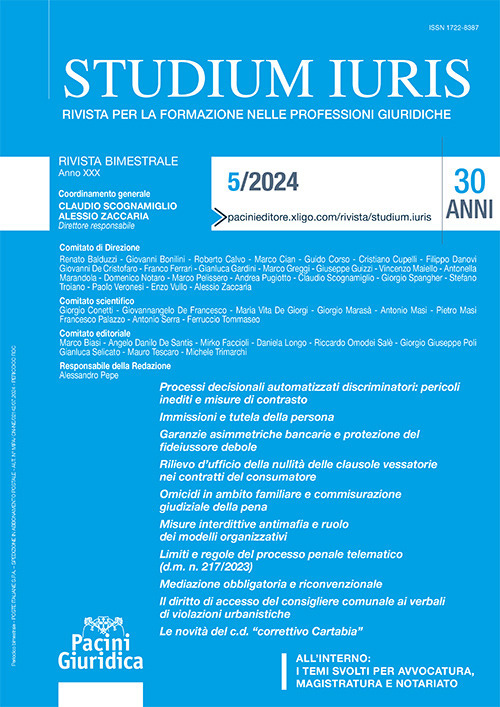 Studium iuris. Rivista per la formazione nelle professioni giuridiche (2024). Vol. 5