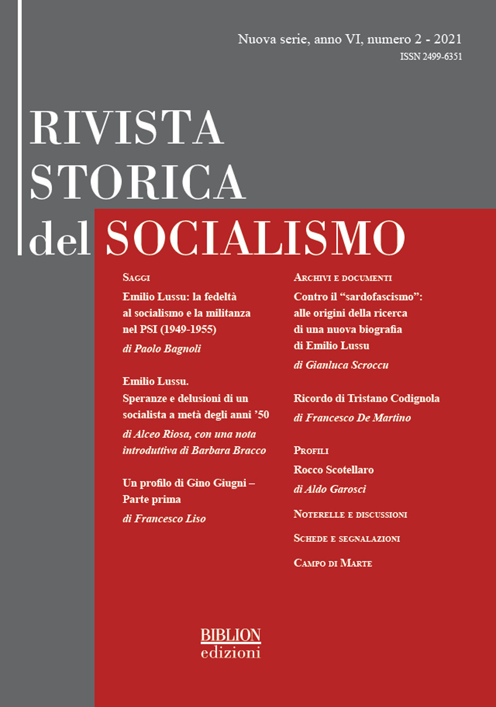 Rivista storica del socialismo (2021). Vol. 2