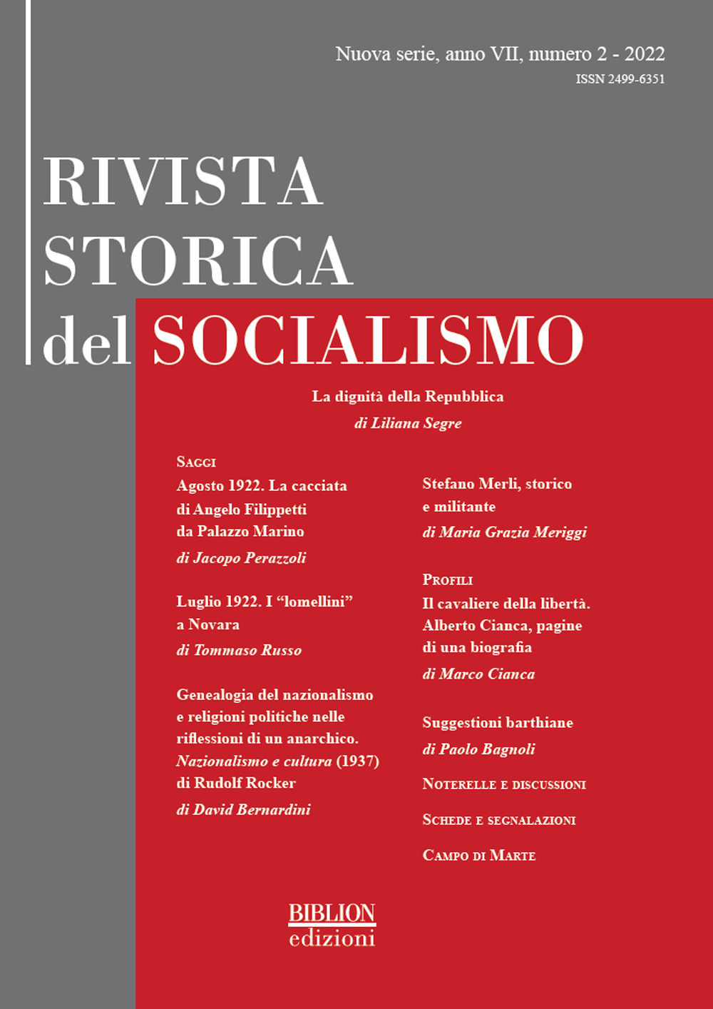 Rivista storica del socialismo (2022). Vol. 2