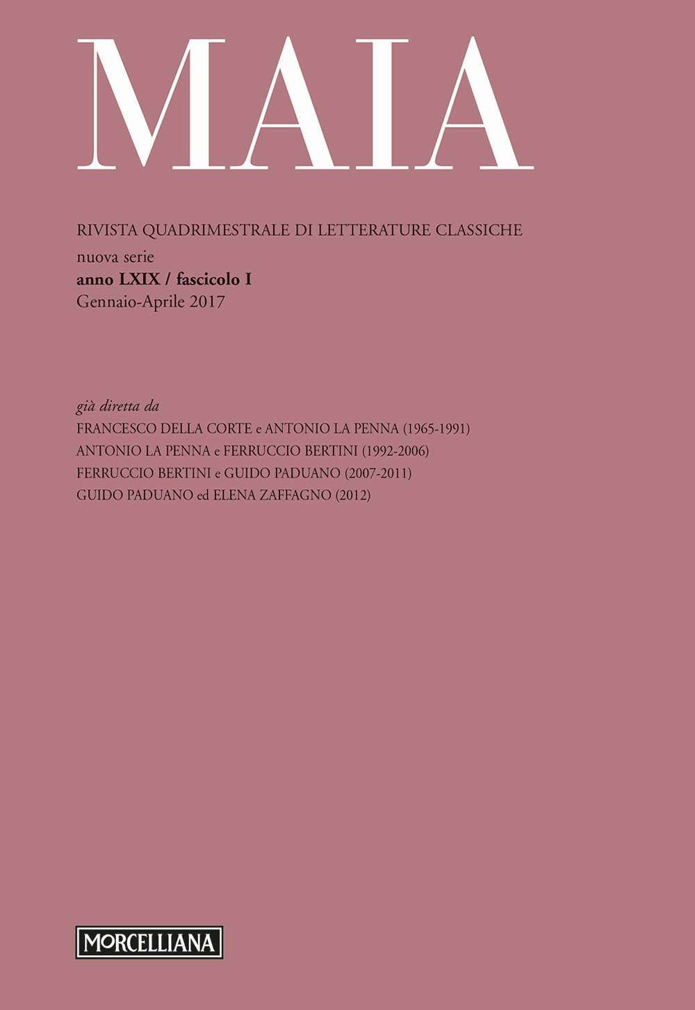 Maia. Rivista di letterature classiche (2017). Vol. 1