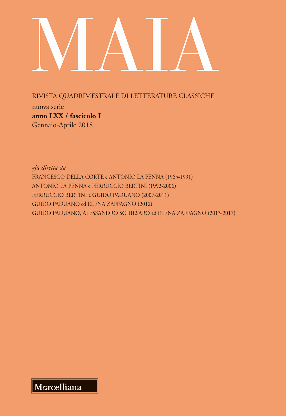 Maia. Rivista di letterature classiche (2018). Vol. 1