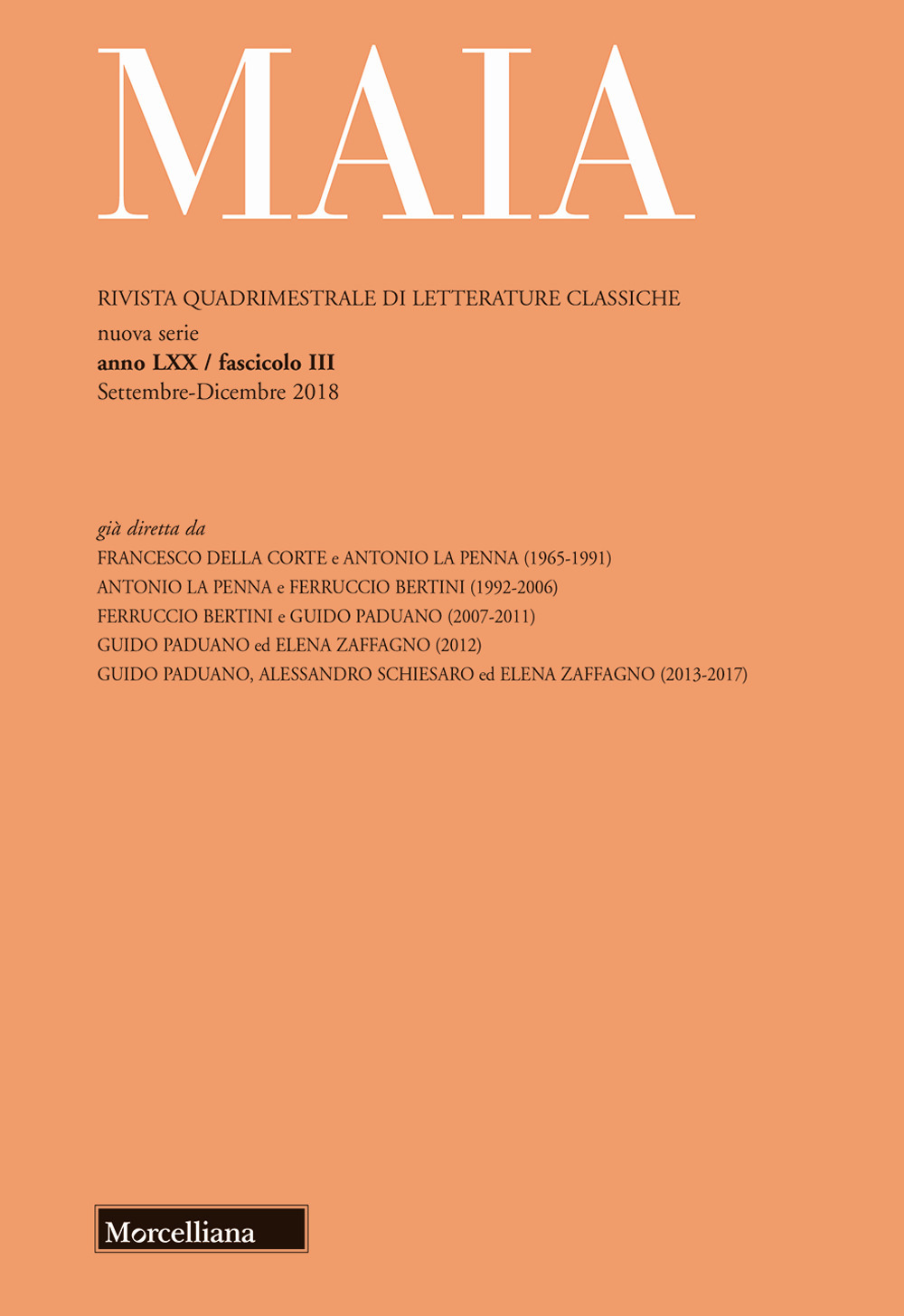 Maia. Rivista di letterature classiche (2018). Vol. 3