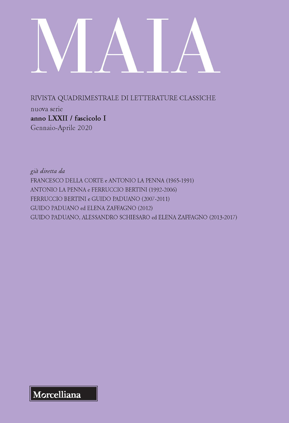 Maia. Rivista di letterature classiche (2020). Vol. 1