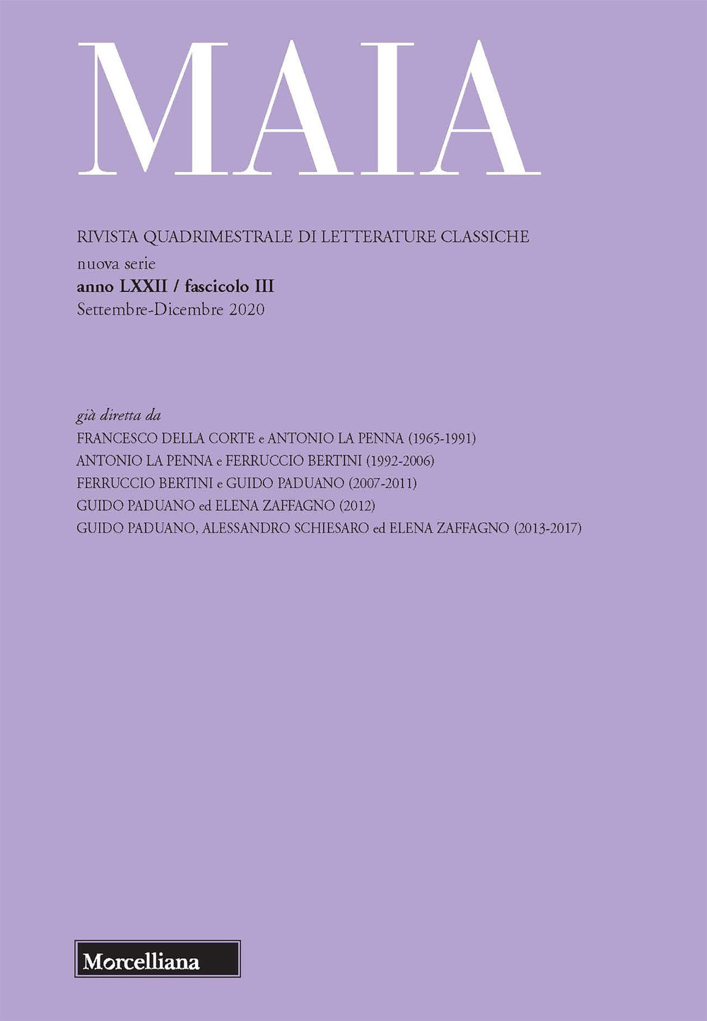 Maia. Rivista di letterature classiche (2020). Vol. 3