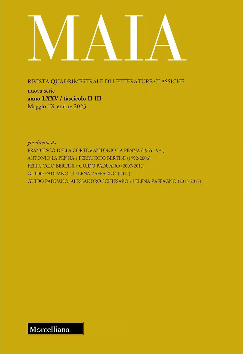 Maia. Rivista di letterature classiche (2023). Vol. 2-3: Virgilio, Eneide